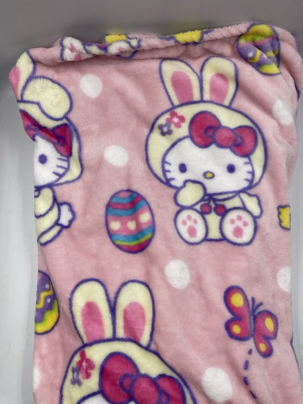 Hello Kitty Easter Plush Blanket 50x70 Inch Hello Easter Eggs Chicks Viral/HTF